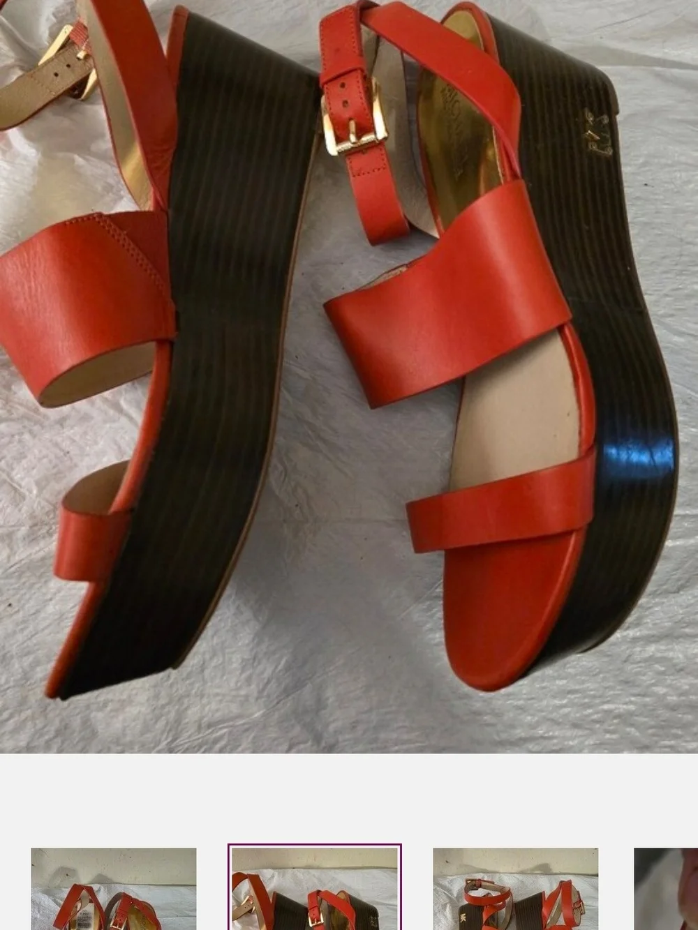 Michael Kors Women’s Red Leather Ankle-Strap Sandals
